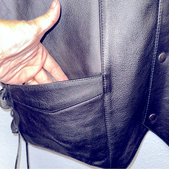 Men’s leather motorcycle riding vest sz 44 - Picture 7 of 7